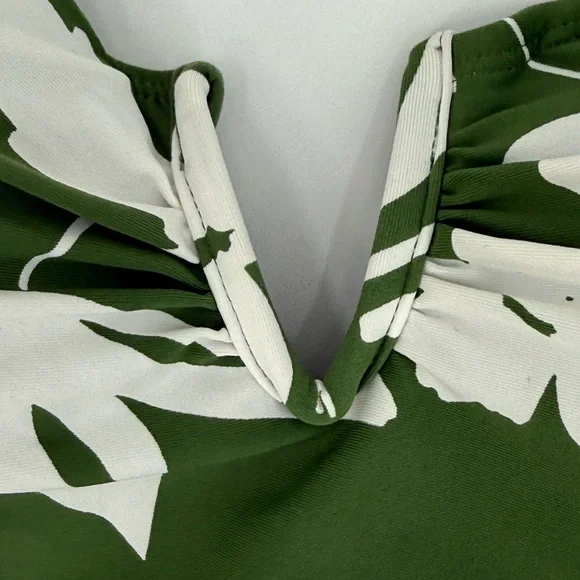 Anne Cole Green Floral Halter One-Piece Swimsuit Ruched Summer Swimwear Size 16 - Picture 9 of 15